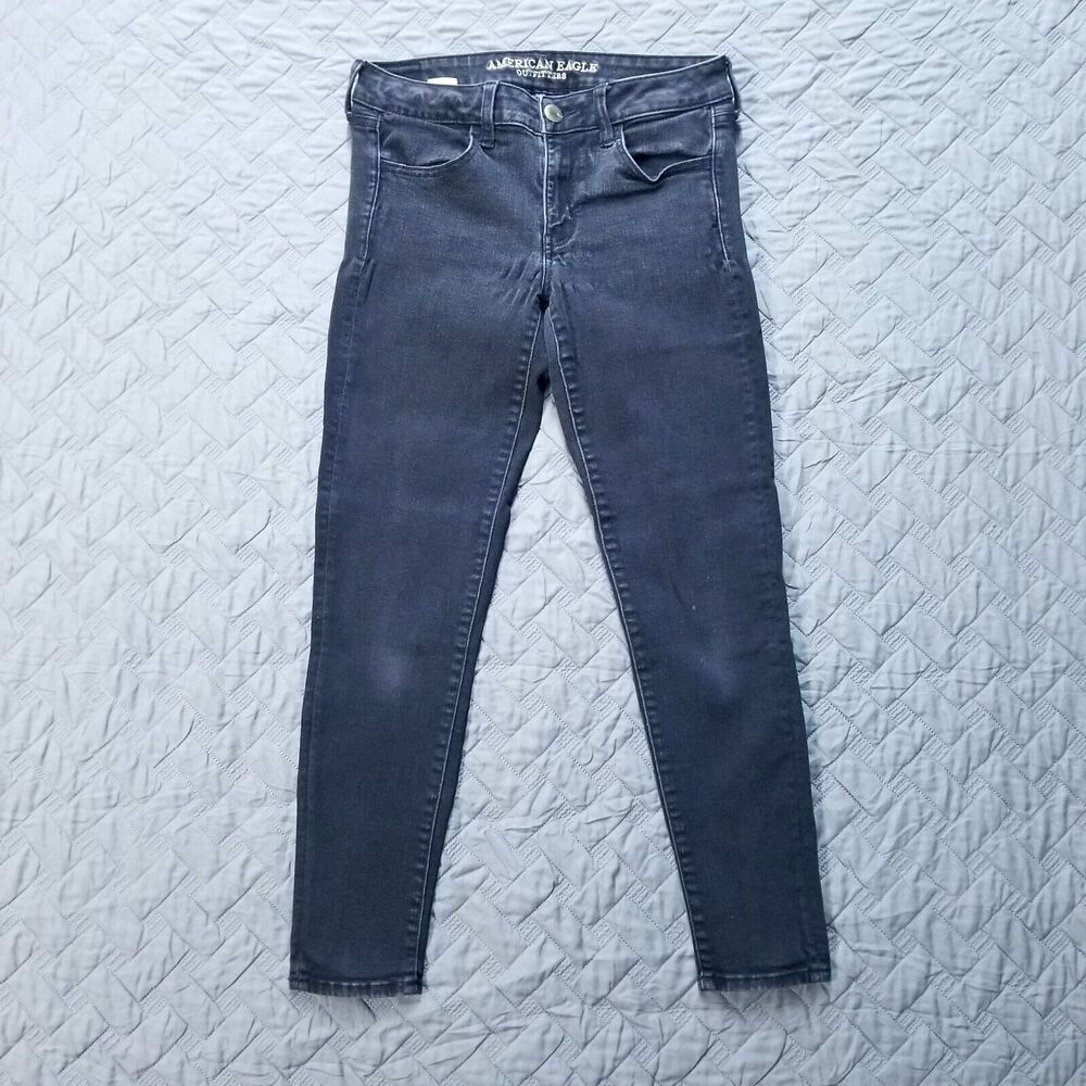 American Eagle Jeans Womens 6 Short Black Jegging Super Stretch X Dark Wash